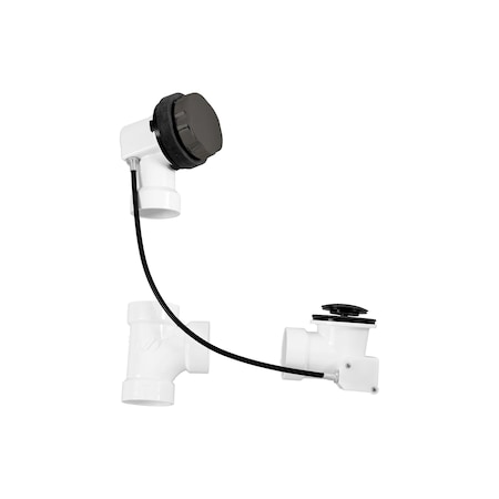 Westbrass 27" PVC Fitting Cable Drive Bathtub Pop-Up Drain Kit with Rotary Overflow Knob, Matte Black D50P27-62